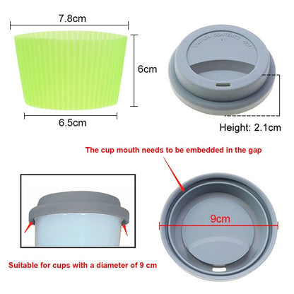 9cm Universal Reusable Silicone Cup Lids Fresh Cover Silicone Insulation Anti-Dust Cup Cover Coffee Mug Lids Cup Sleeve