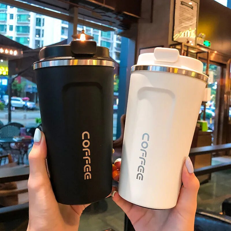 Stainless Steel Coffee Mug Leak-Proof Thermos Travel Thermal Cup Vacuum Flask Vehicle Portable Cups Christmas Gift