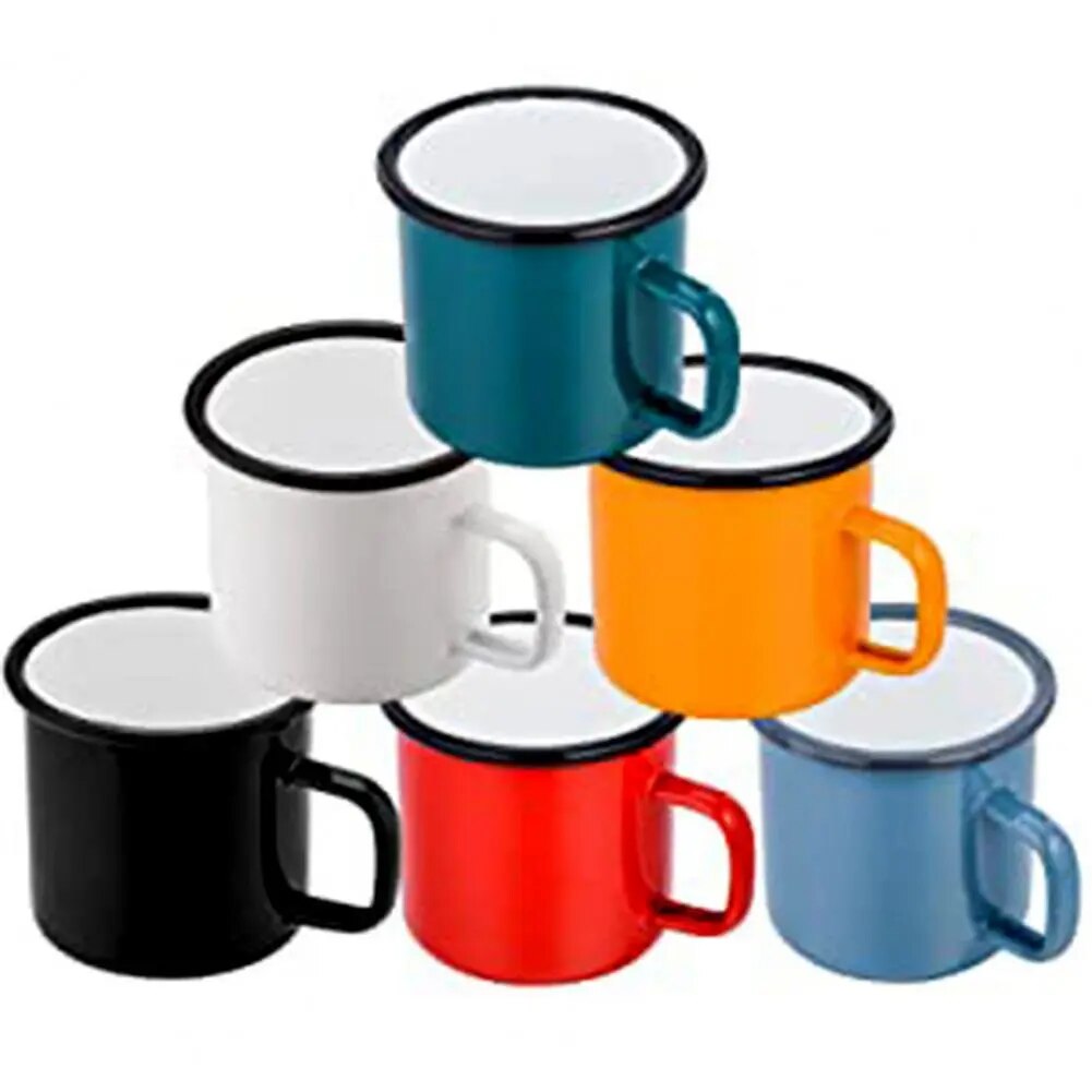 Enamel Coffee Mugs 350ML Creative Coffee Cup Travel Tea Cup Milk Enamelware Mugs Home Kitchen Drinkware Christmas Party Gifts