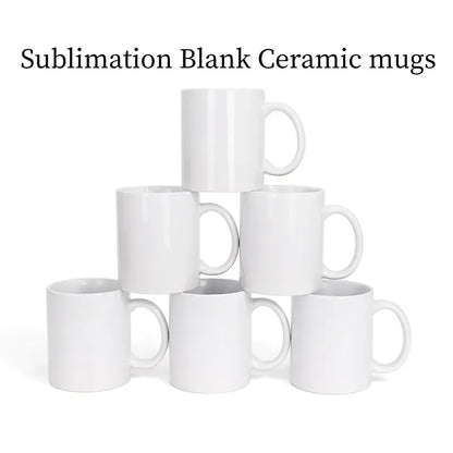 Sublimation Blank Ceramic Mugs White Porcelain Plain 11Oz Coffee Milk Mug Heat Transfer Cup For Print Logo Custom Mom Dad Gift