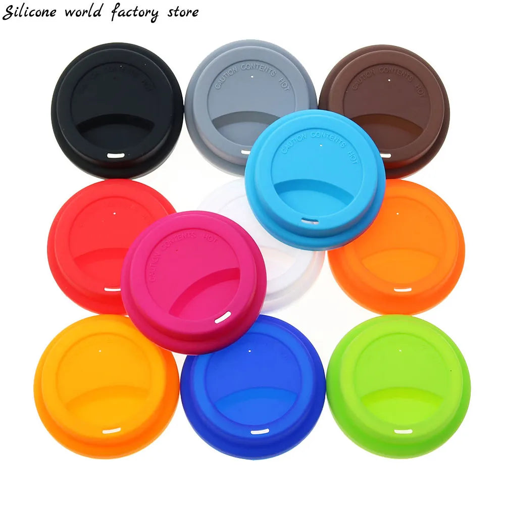 9cm Universal Reusable Silicone Cup Lids Fresh Cover Silicone Insulation Anti-Dust Cup Cover Coffee Mug Lids Cup Sleeve