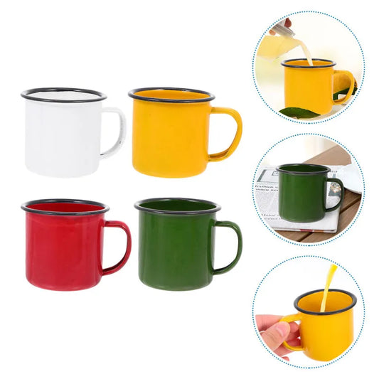 Enamel Coffee Mugs 350ML Creative Coffee Cup Travel Tea Cup Milk Enamelware Mugs Home Kitchen Drinkware Christmas Party Gifts